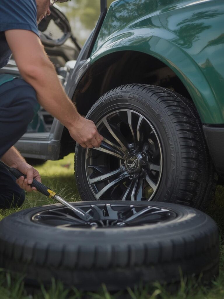 how to change golf cart tires planting